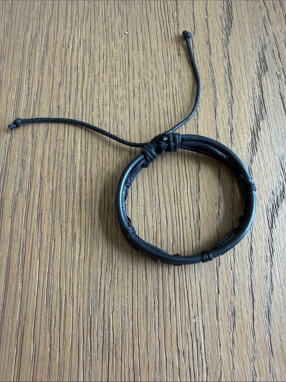 Black Adjustable Leather Cord Bracelet - Men